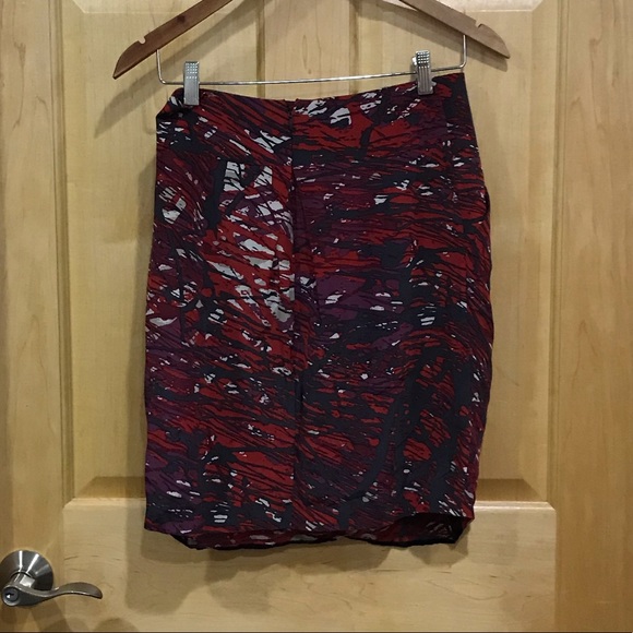 BCBG Maxazria skirt printed silk skirt pockets - Picture 2 of 6